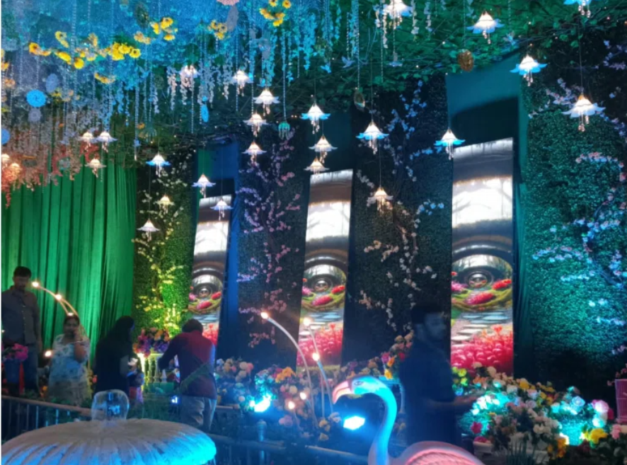 Eco-friendly green canopy pandal at Hinjewadi Ganeshotsav
